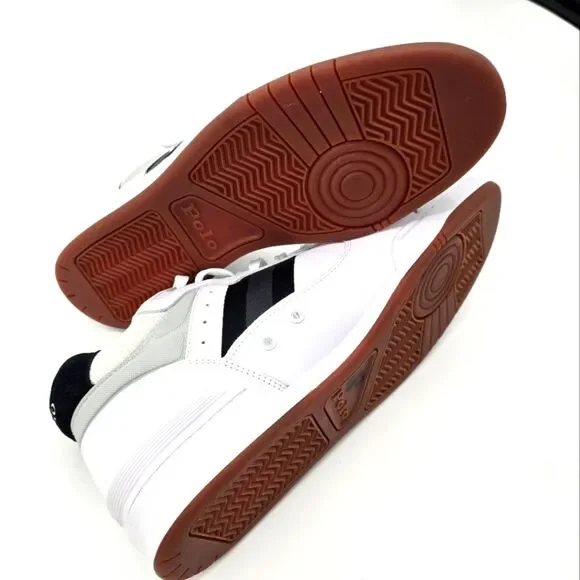Polo Ralph Lauren Men's Court Mid Pro Leather Chunky White Sneakers Size 10.5